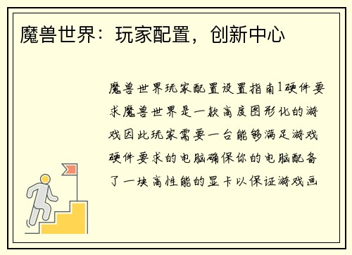 魔兽世界：玩家配置，创新中心